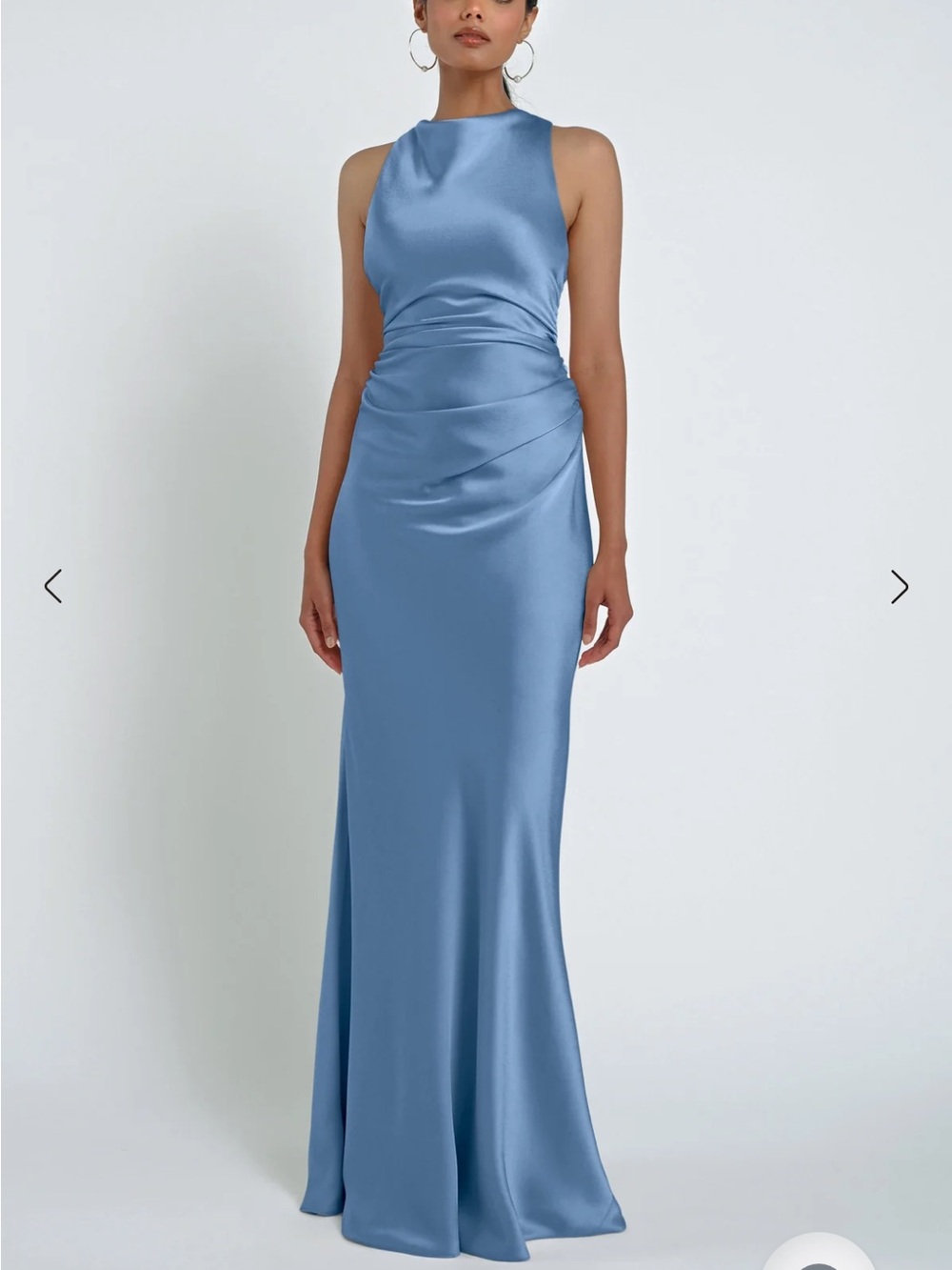 Jenny Yoo Grant Luxe Satin Dress in Cornflower